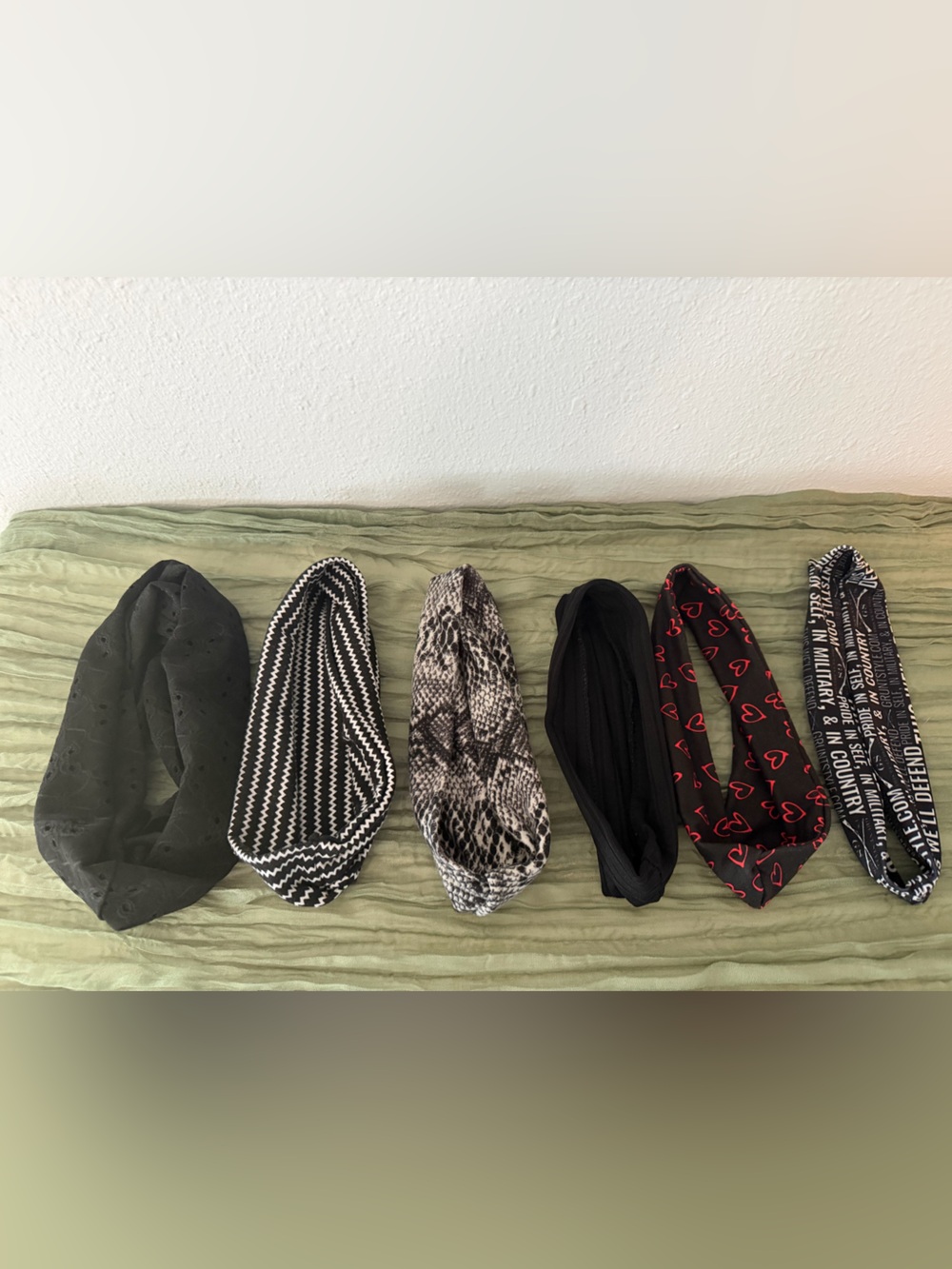Lot of 6 Black Patterned Headbands